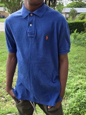Ralph Lauren Blue Polo with Orange Pony